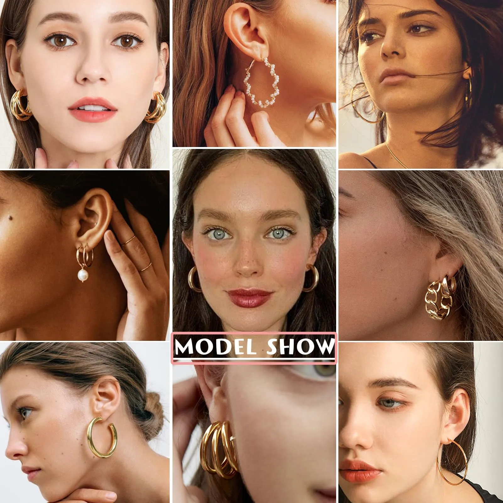 36 Pairs Gold Earrings Set for Women Girls, Fashion Pearl Chain Link Stud Drop Dangle Earrings Multipack Hoop Earring Packs, Hypoallergenic Earrings for Birthday Party Jewelry Gift