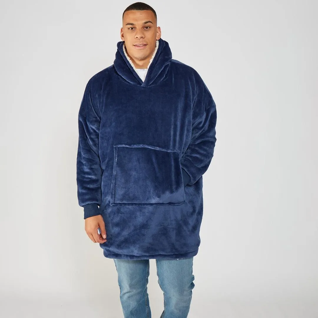 Alaska Fleece Reversible Sherpa Hoodie-Navy 24