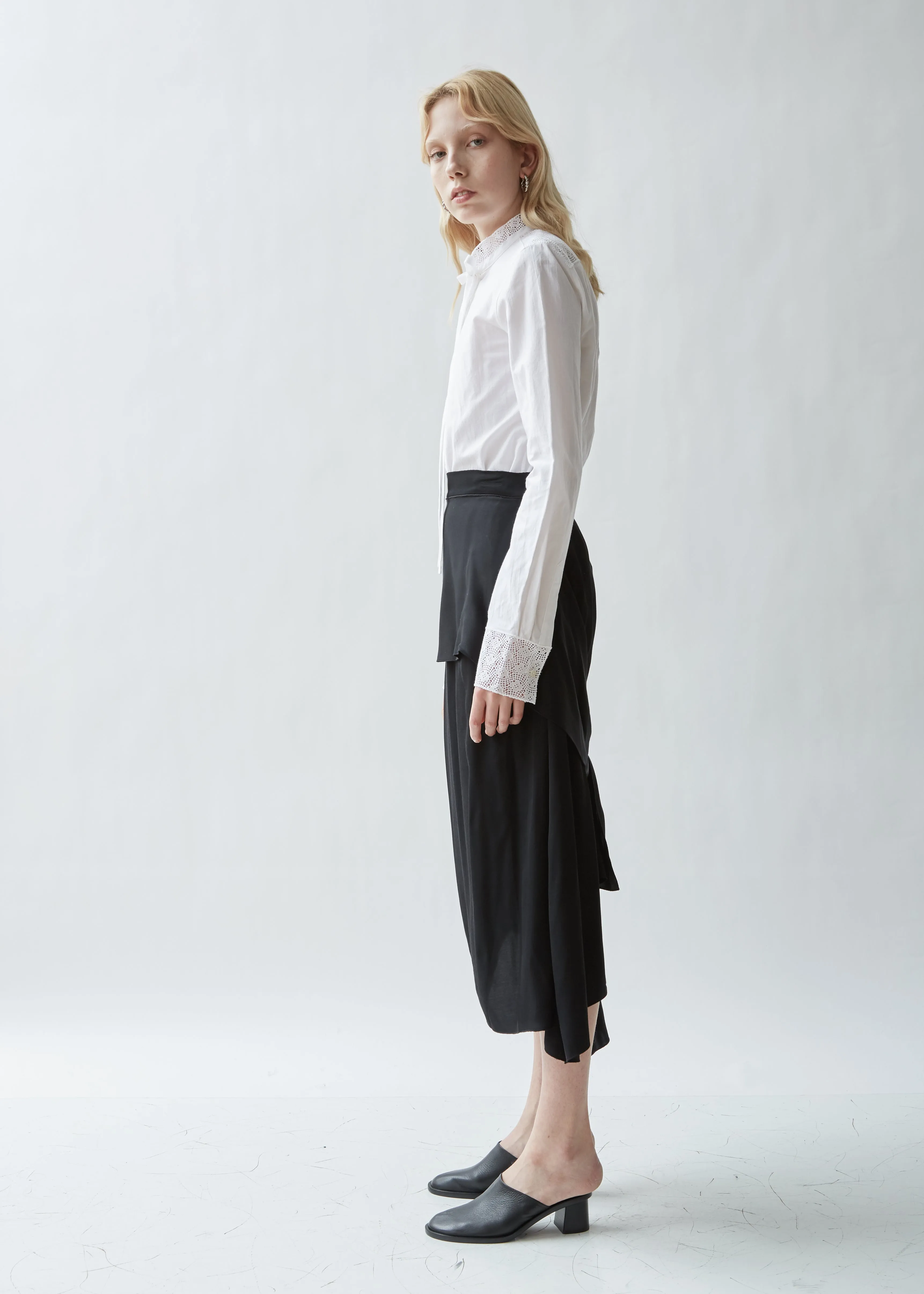 Asymmetric Skirt With Draped Ties