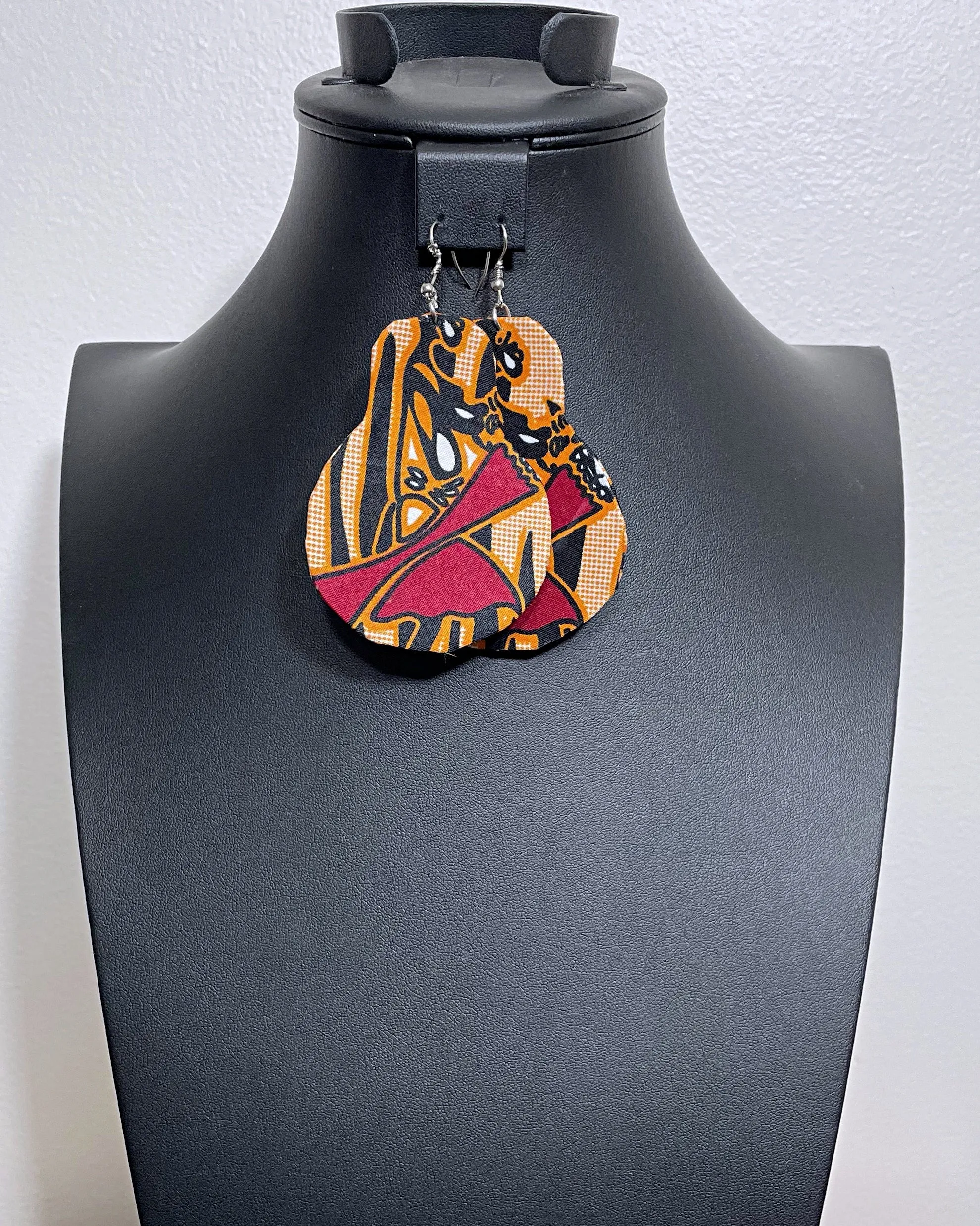 Bana Orange African Print Drop Earrings