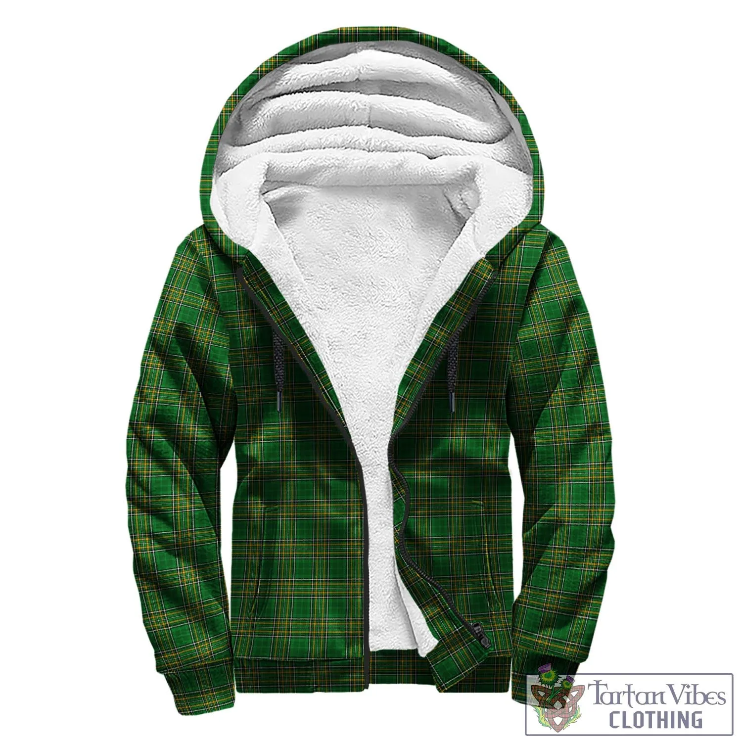 Barrington Irish Clan Tartan Sherpa Hoodie with Coat of Arms