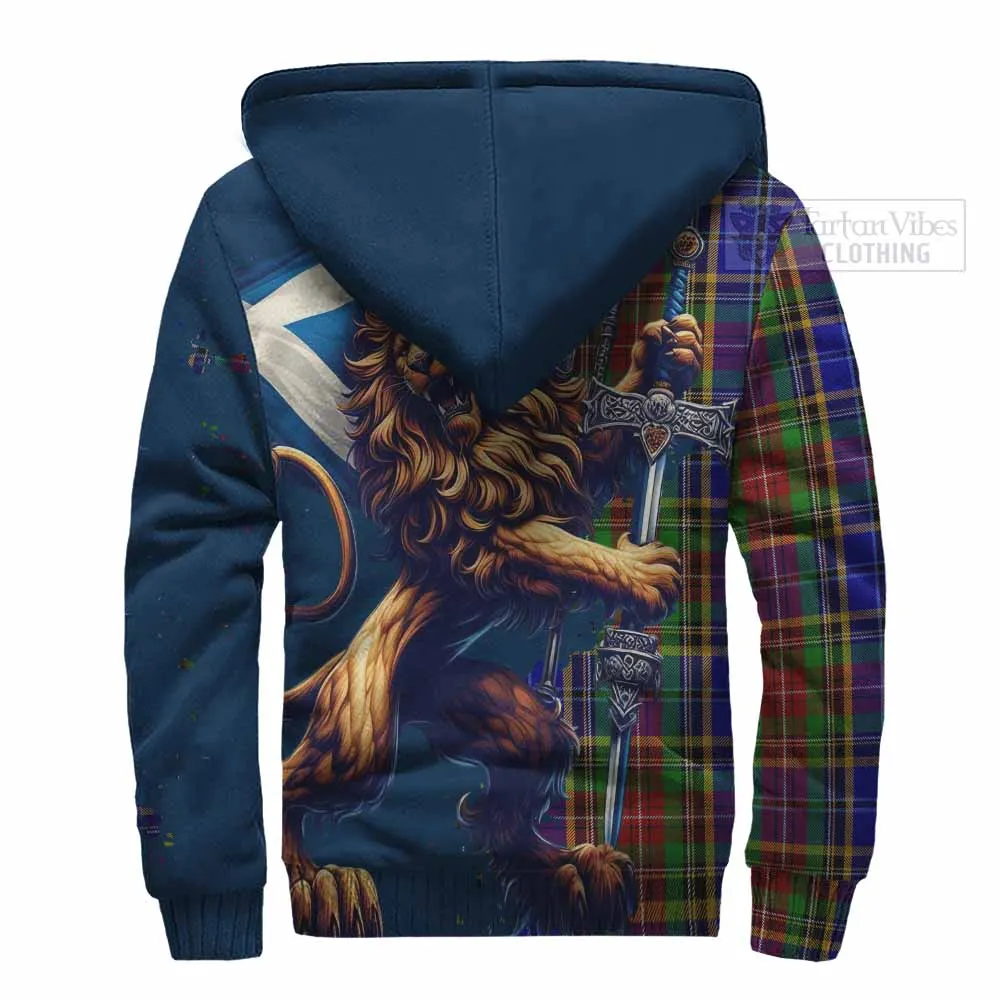 Beattie (Beatty) Tartan Family Crest Sherpa Hoodie with Scottish Majestic Lion