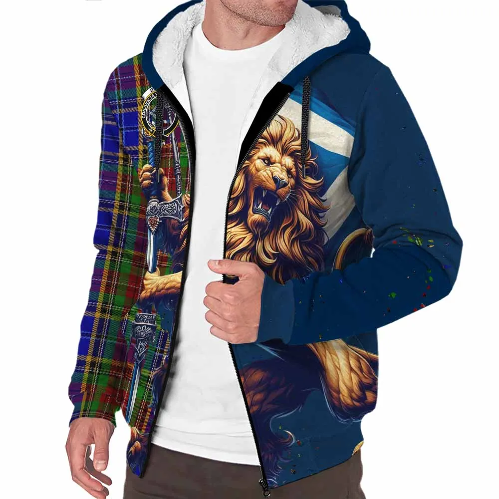 Beattie (Beatty) Tartan Family Crest Sherpa Hoodie with Scottish Majestic Lion