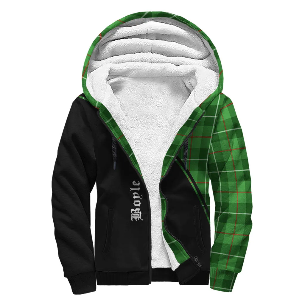 Boyle Tartan Sherpa Hoodie with Family Crest Curve Style