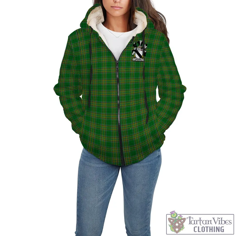 Braden Irish Clan Tartan Sherpa Hoodie with Coat of Arms