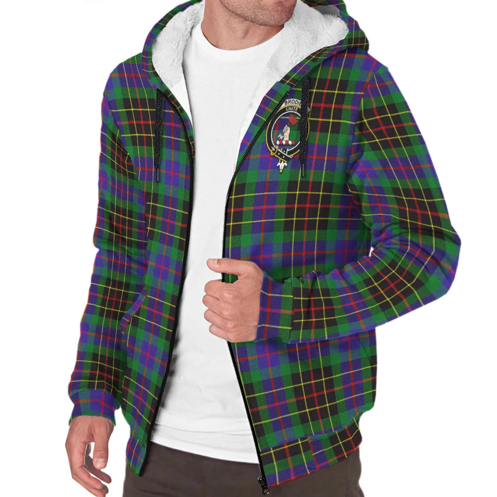 Brodie Hunting Modern Tartan Sherpa Hoodie with Family Crest