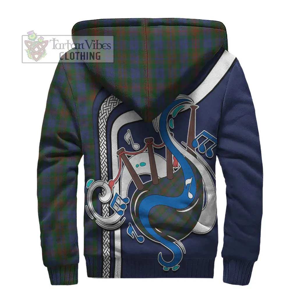 Buchanan Hunting Tartan Sherpa Hoodie with Epic Bagpipe Style