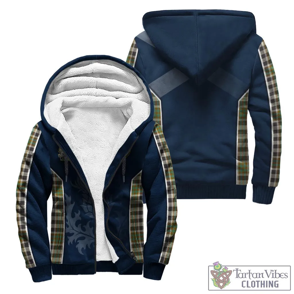 Burns Check Tartan Sherpa Hoodie with Family Crest and Scottish Thistle Vibes Sport Style