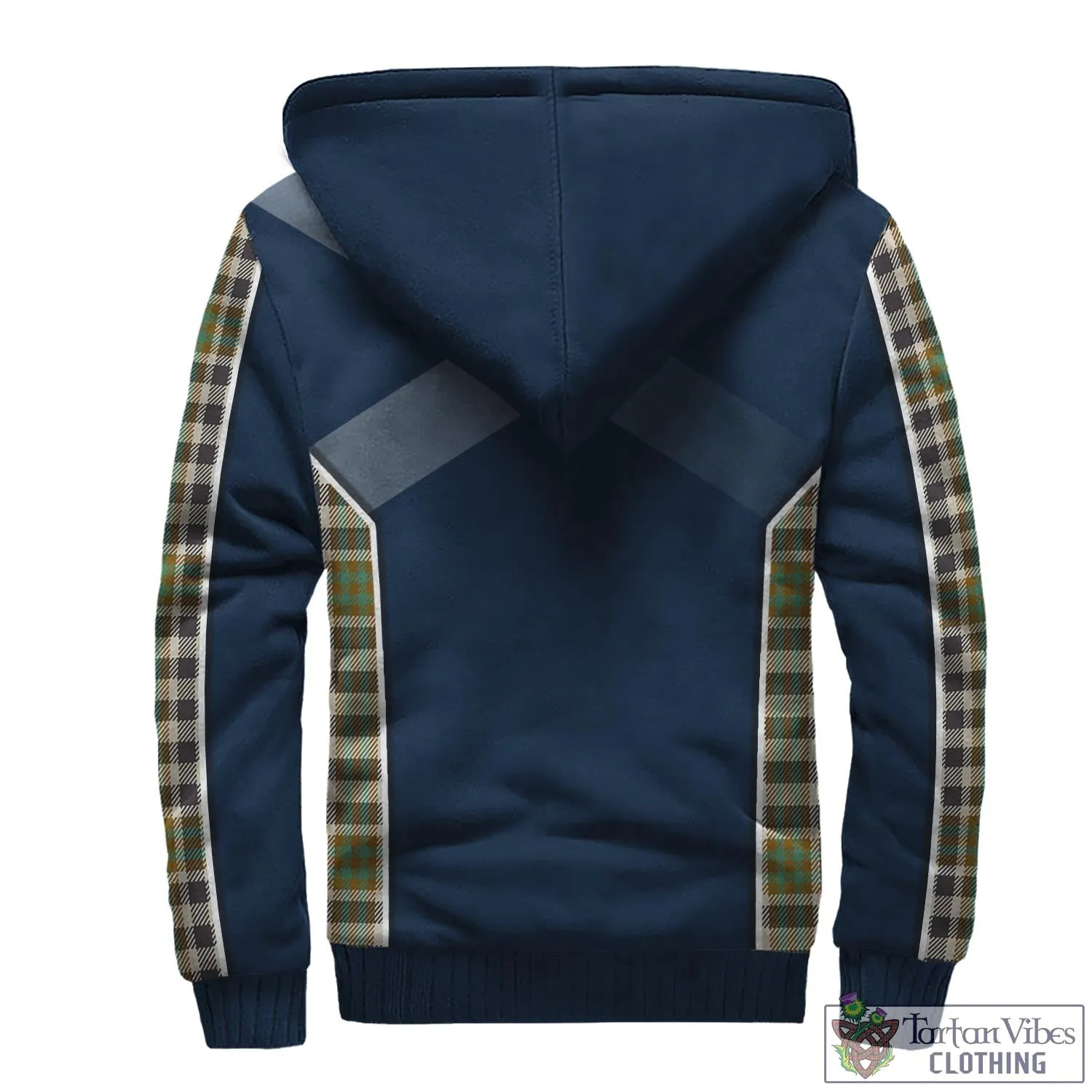 Burns Check Tartan Sherpa Hoodie with Family Crest and Scottish Thistle Vibes Sport Style