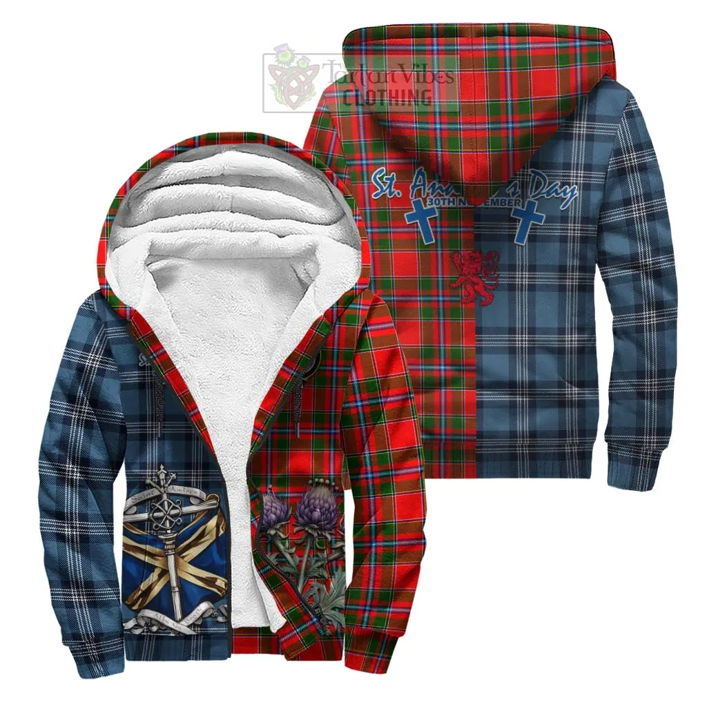 Butter Tartan Sherpa Hoodie Happy St. Andrew's Day Half Tartan Style