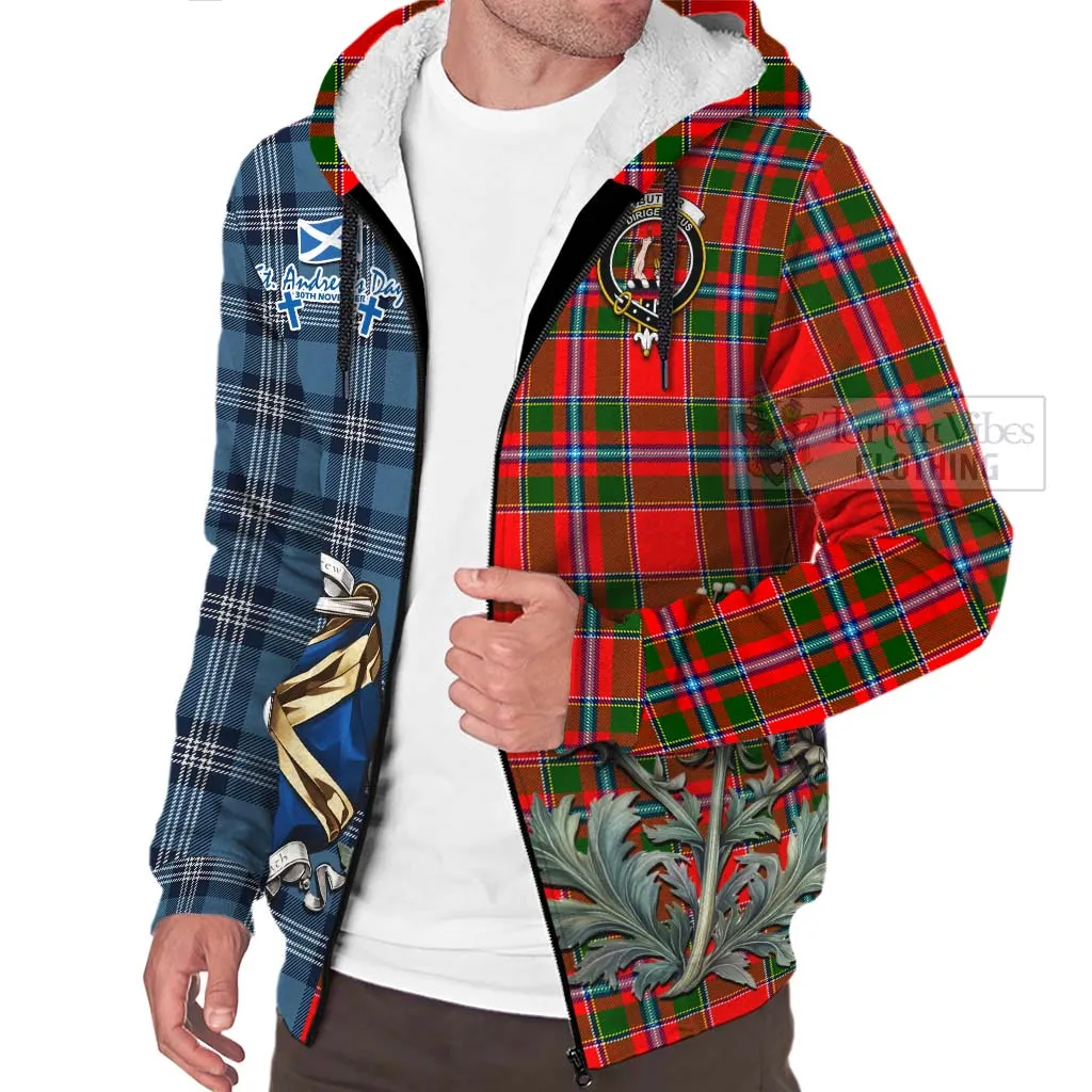 Butter Tartan Sherpa Hoodie Happy St. Andrew's Day Half Tartan Style