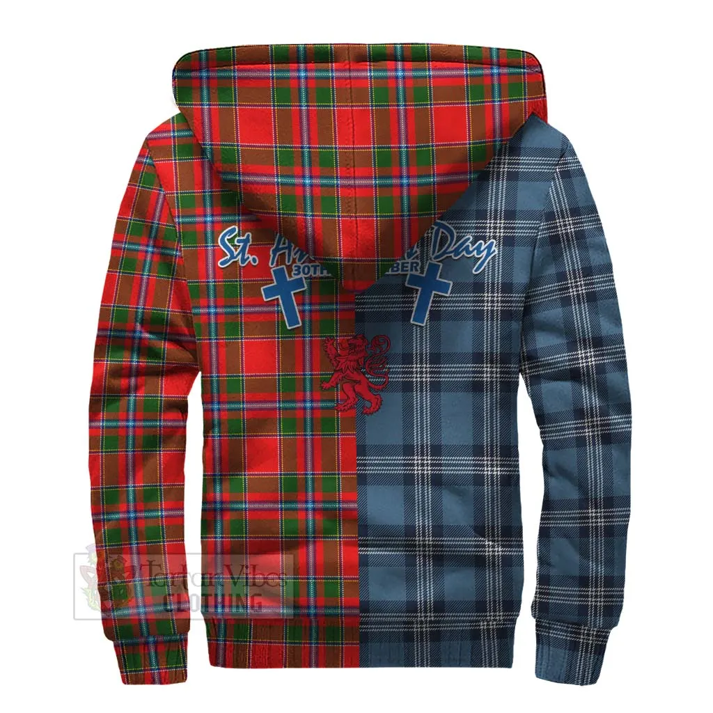 Butter Tartan Sherpa Hoodie Happy St. Andrew's Day Half Tartan Style