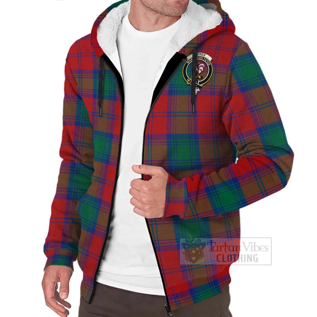 Byres (Byses) Tartan Sherpa Hoodie with Family Crest Celtic Skull Style