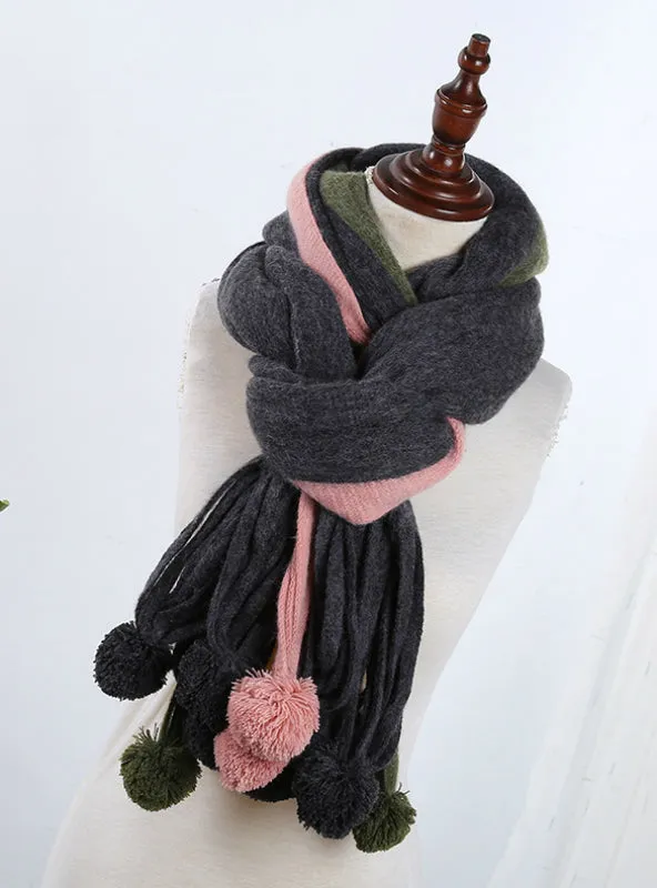 Cashmere Scarf Female Wool Ball Knitted Scarf