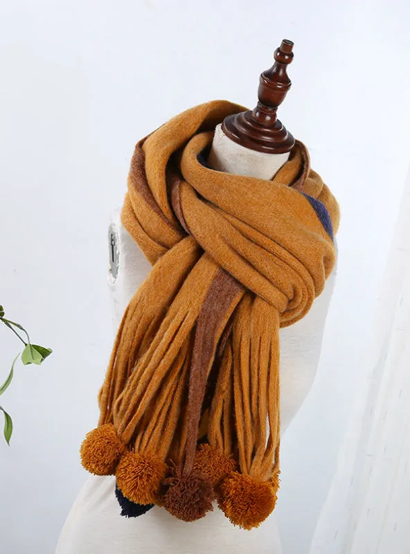 Cashmere Scarf Female Wool Ball Knitted Scarf