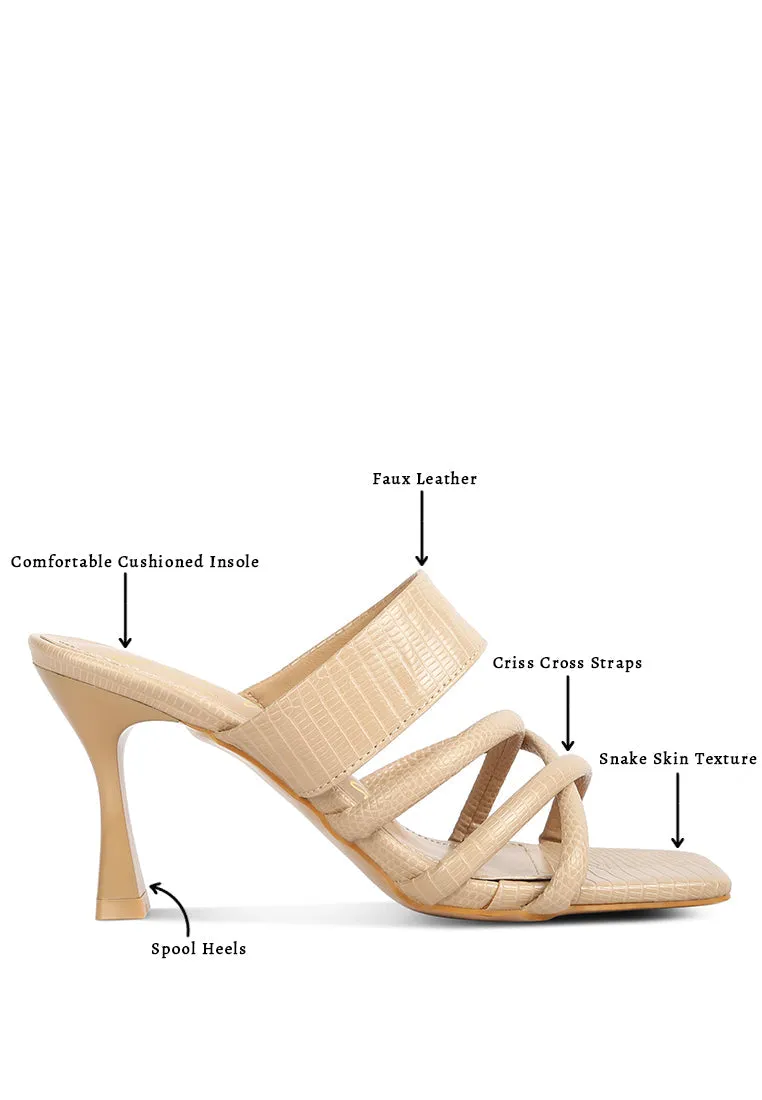 Chiri Criss Cross Strap Spool Heel Sandals