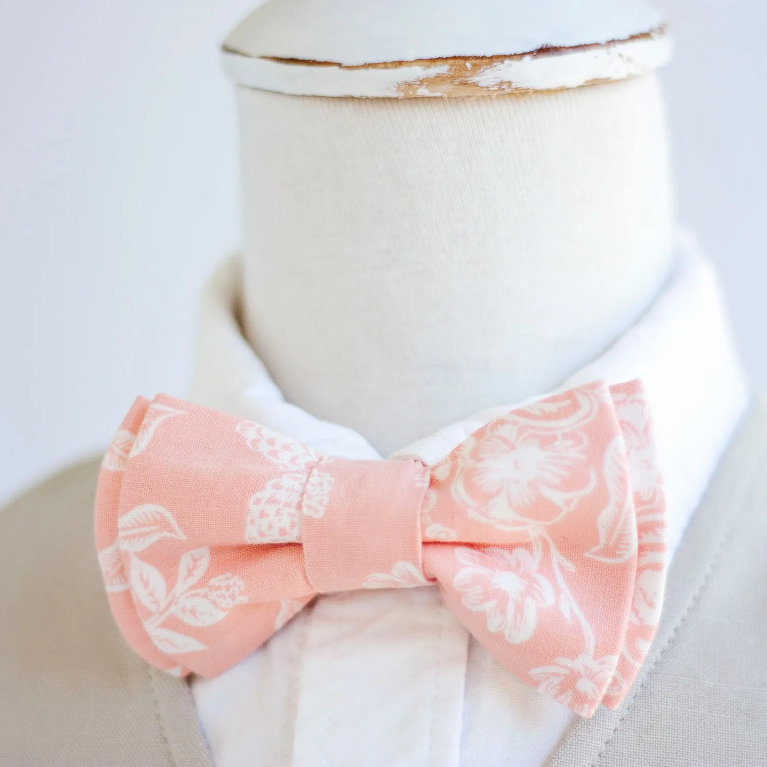 Classic Hair Bow Clip Or Headband / Peach Toile