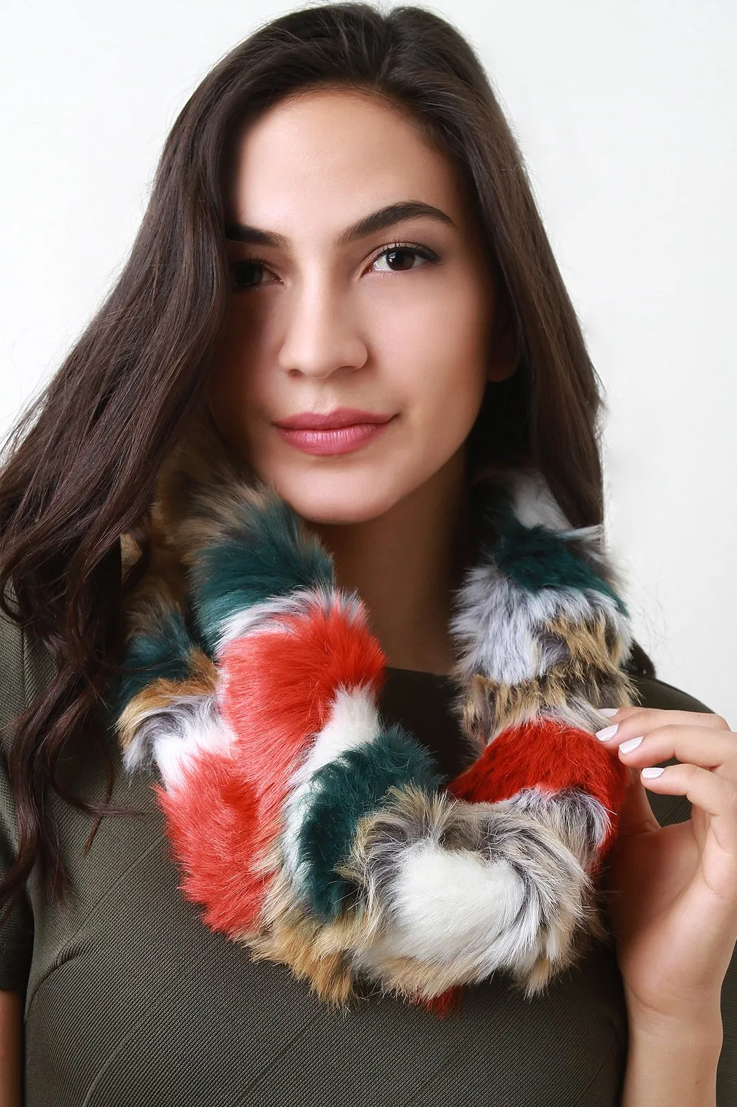 Colorful Furry Circle Scarf