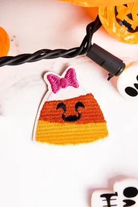 Coquette Candy Corn Embroidered Glitter Patch