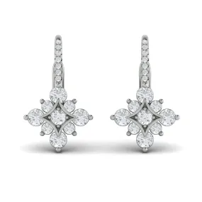 Diamond Burst Drop Earrings in 14K White Gold