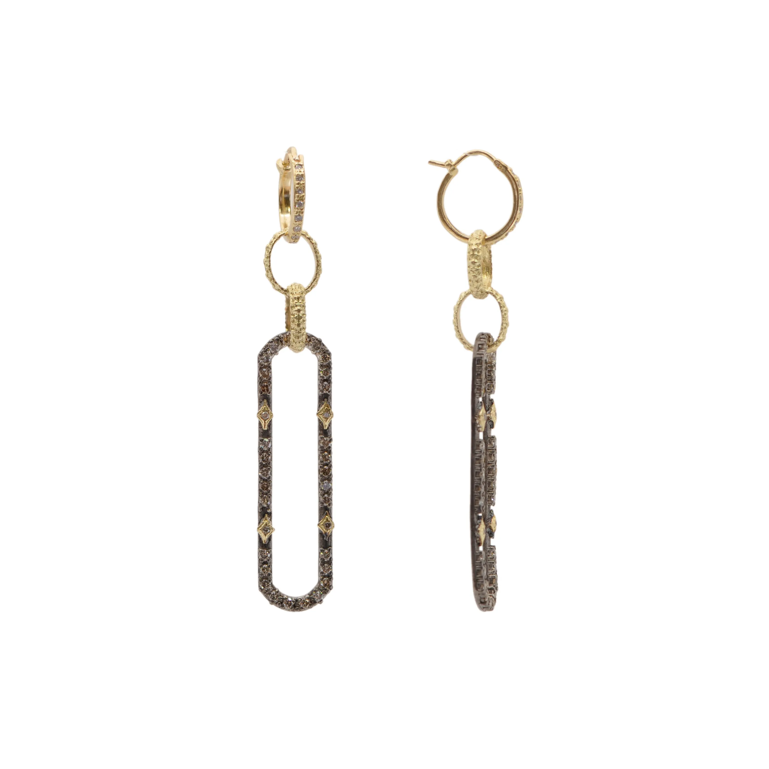 Diamond Pave Paperclip Link Drop Earrings