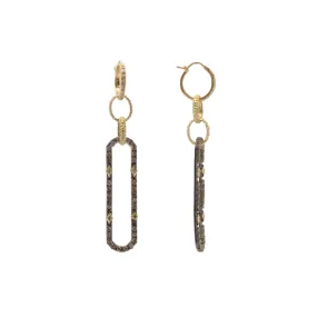 Diamond Pave Paperclip Link Drop Earrings