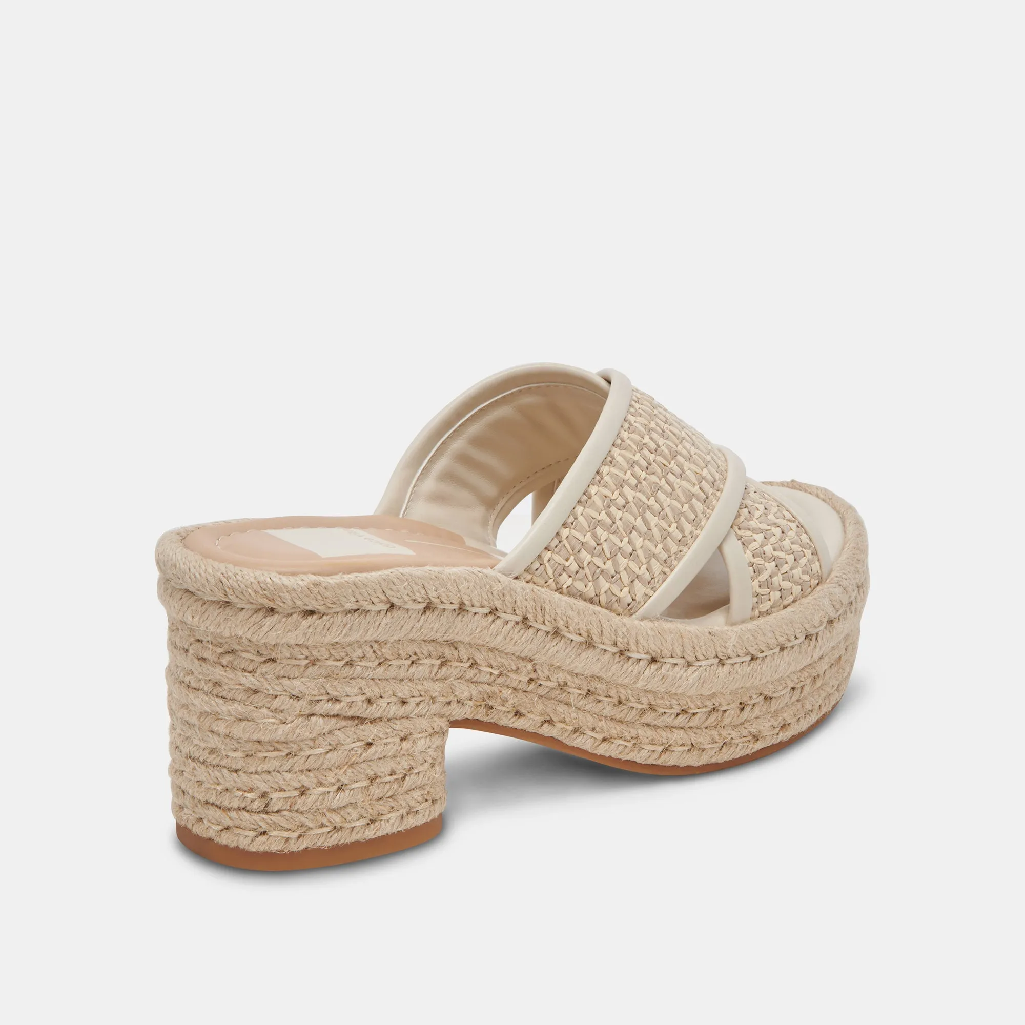 ELDORA HEELS NATURAL WHITE RAFFIA