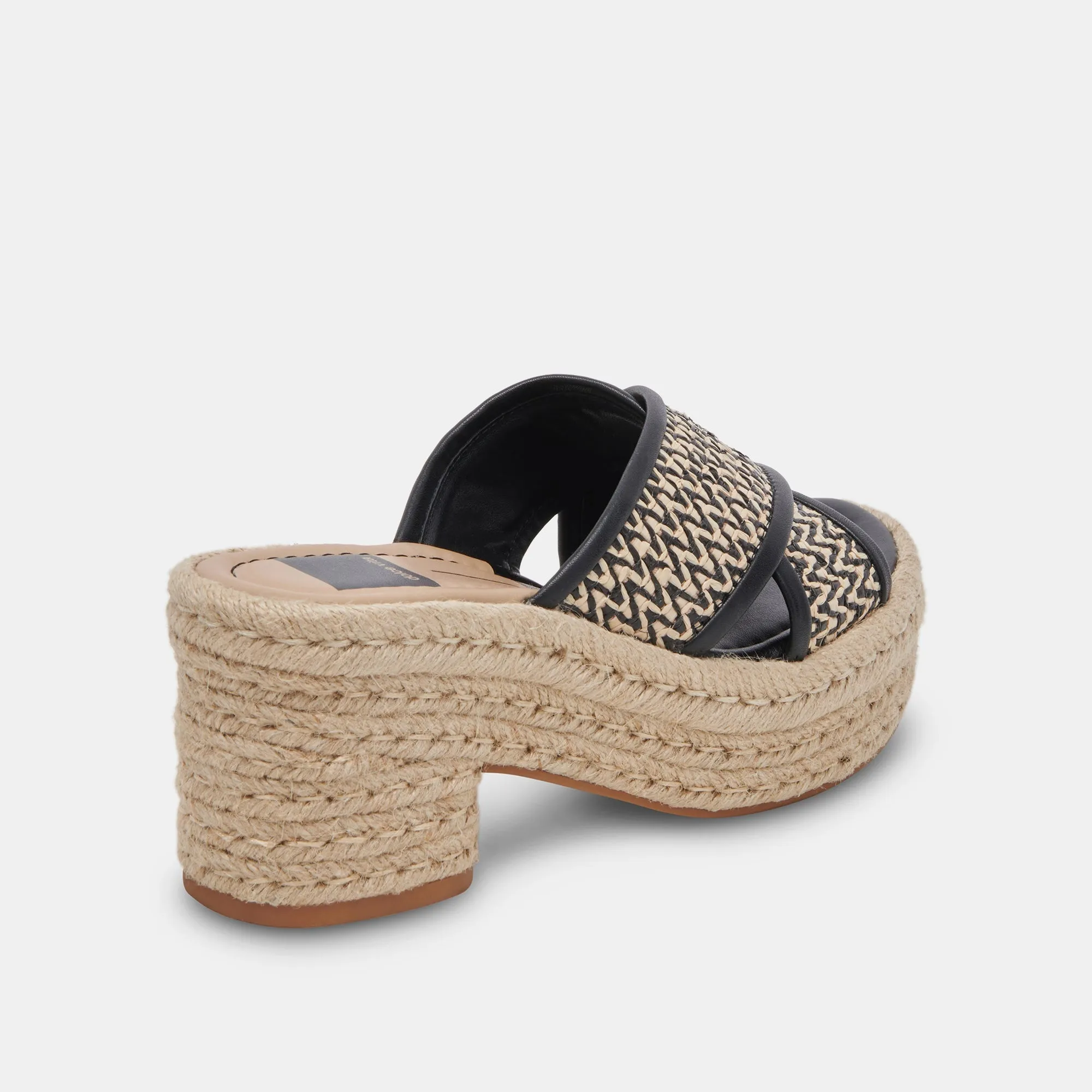 ELDORA HEELS WHITE BLACK RAFFIA - re:vita