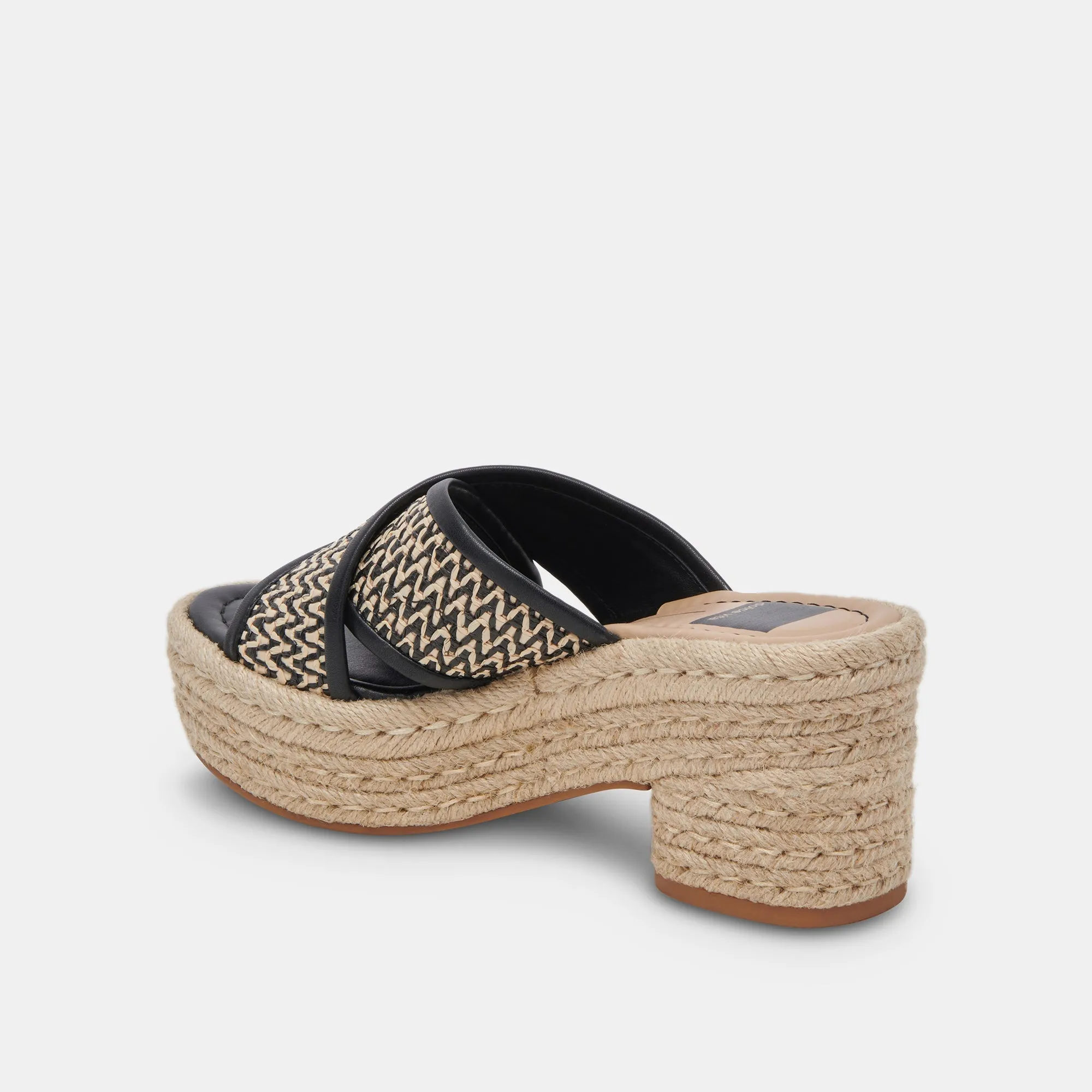 ELDORA HEELS WHITE BLACK RAFFIA - re:vita