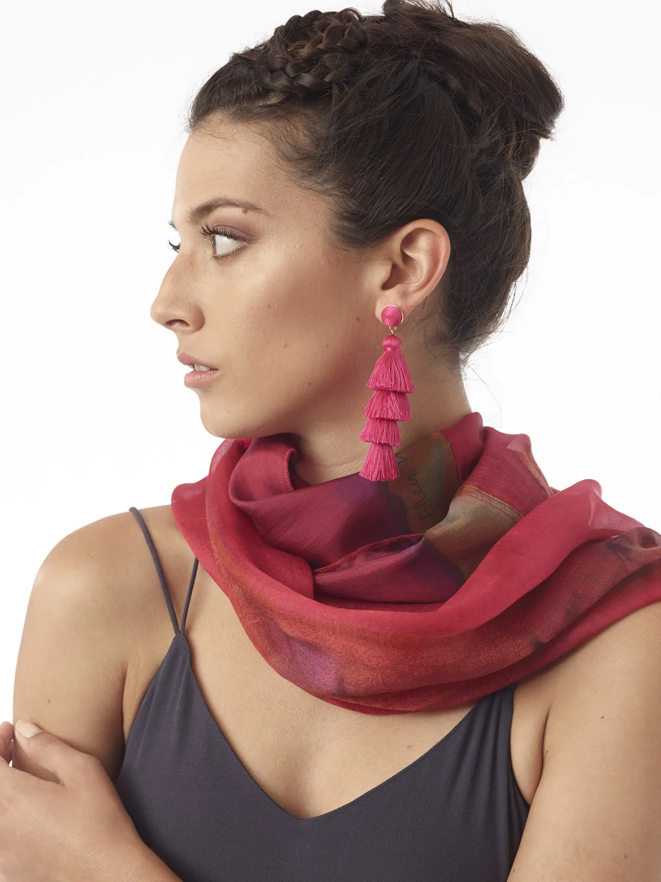 Ethereal Mixed Silk Infinity Scarf: pinkberry