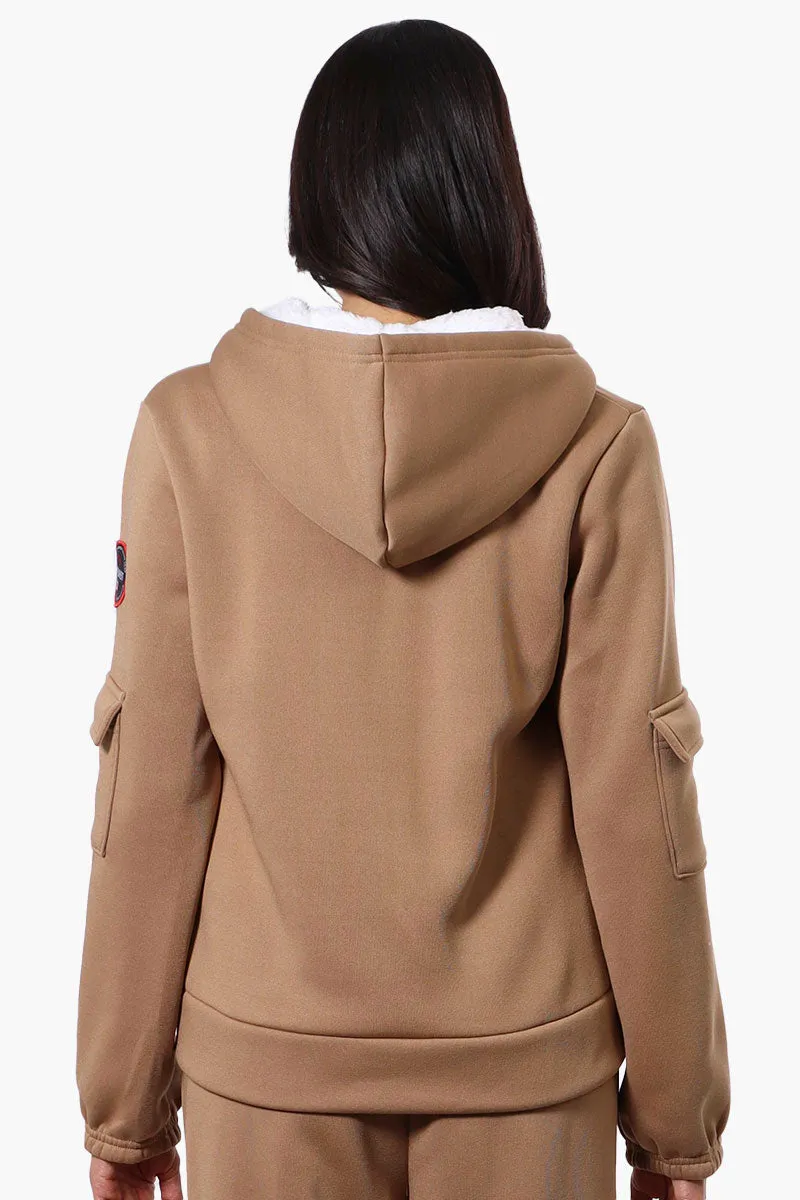 Fahrenheit Sherpa Lined Hood Zip Up Hoodie - Camel