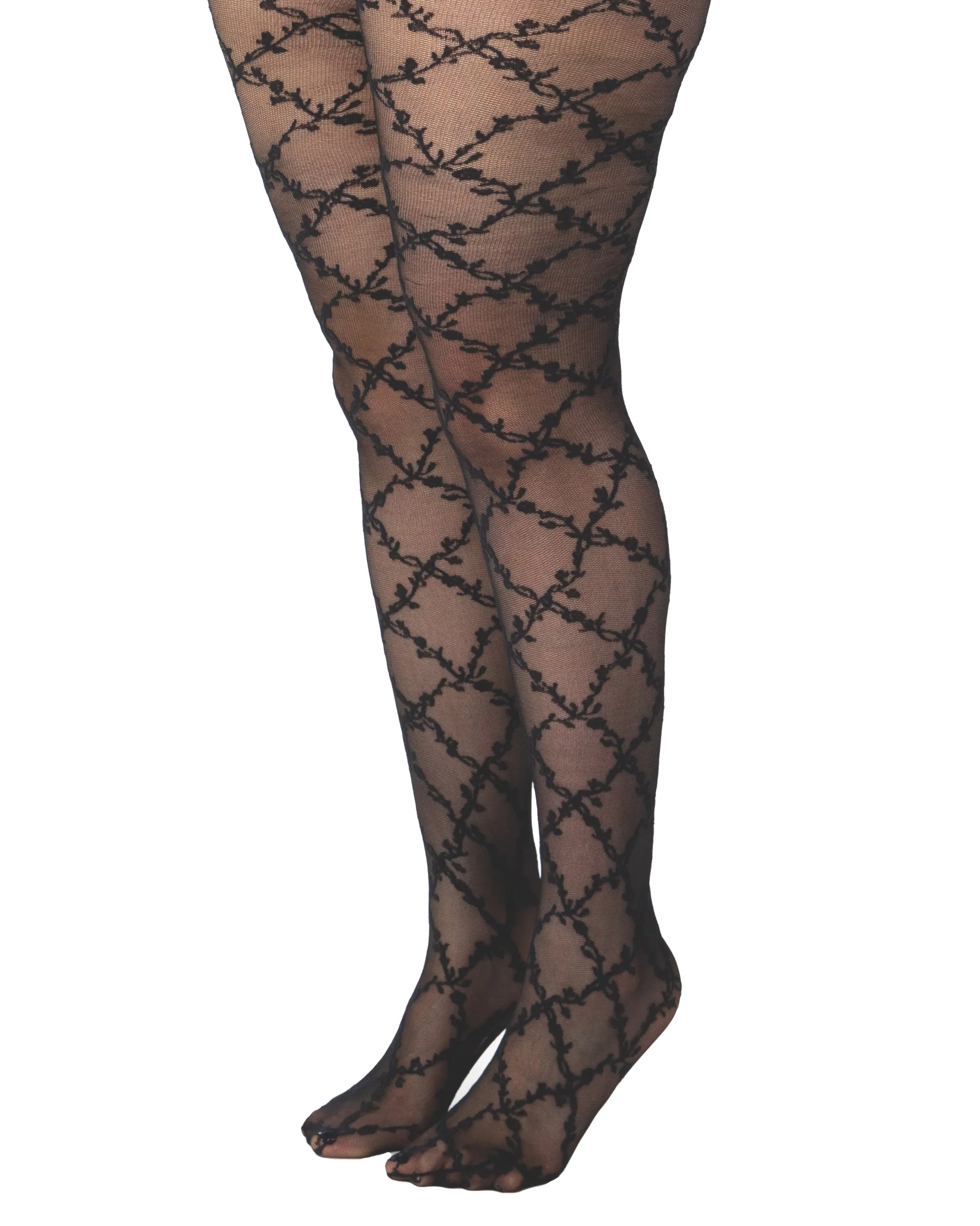 Floral Criss Cross Pattern Tights