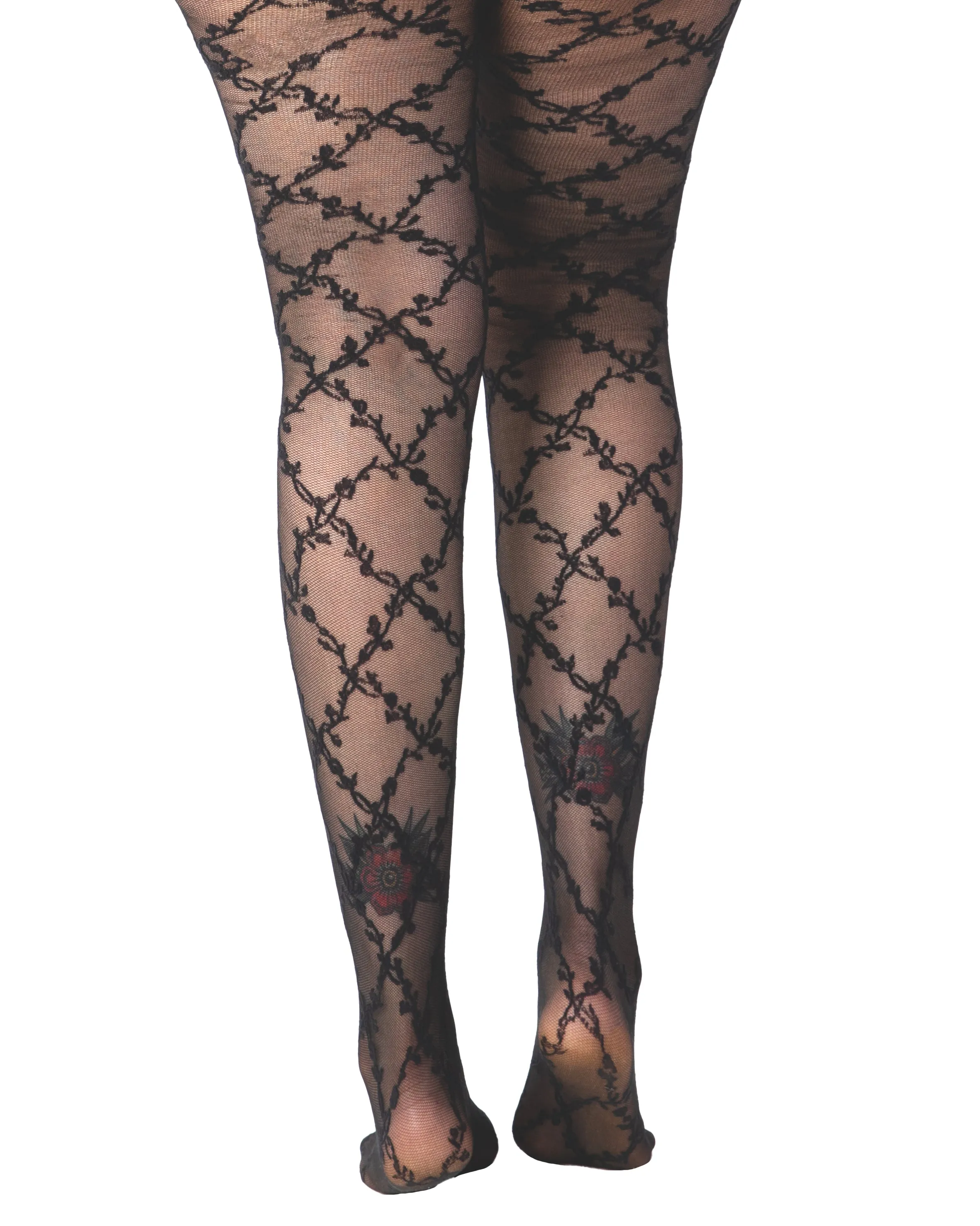 Floral Criss Cross Pattern Tights