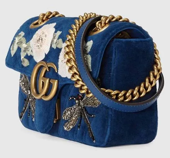 GG Marmont Embroidered Velvet Mini Bag