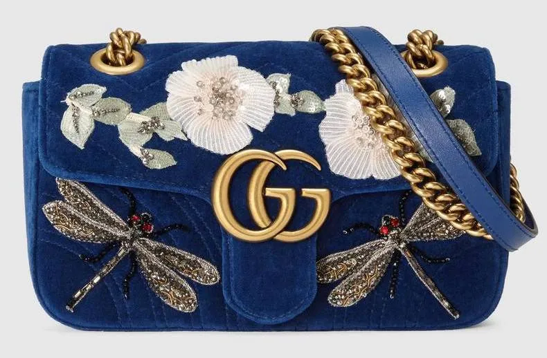 GG Marmont Embroidered Velvet Mini Bag