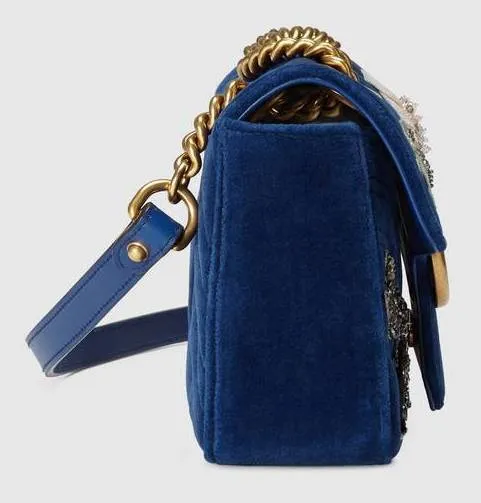 GG Marmont Embroidered Velvet Mini Bag