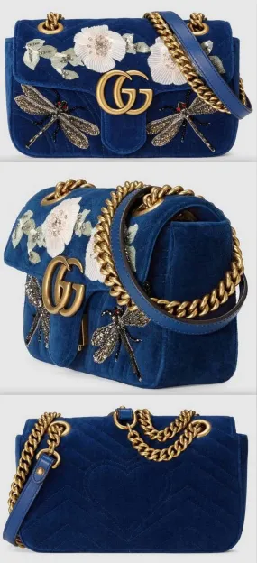 GG Marmont Embroidered Velvet Mini Bag