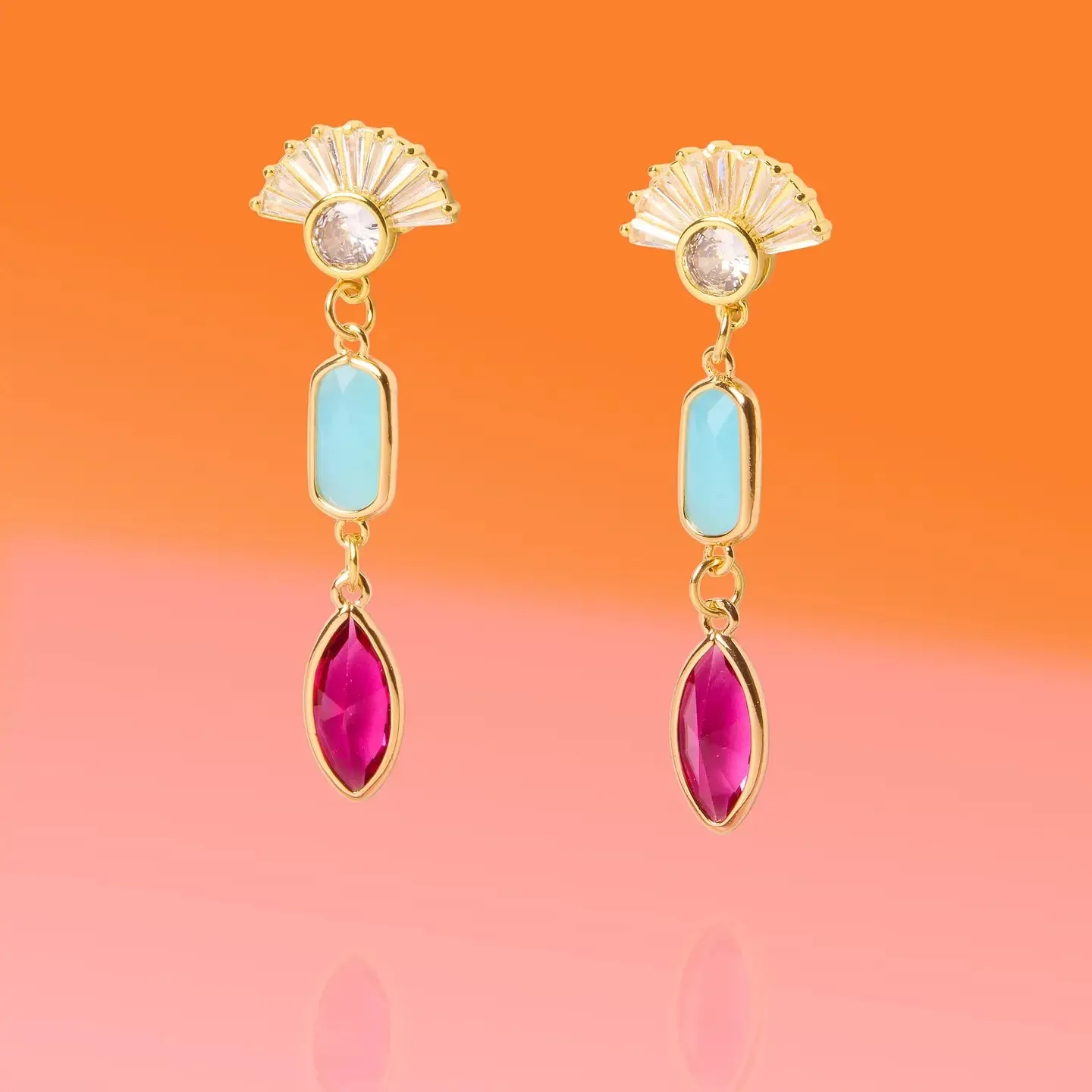 Glam Color Block Dangle Earrings