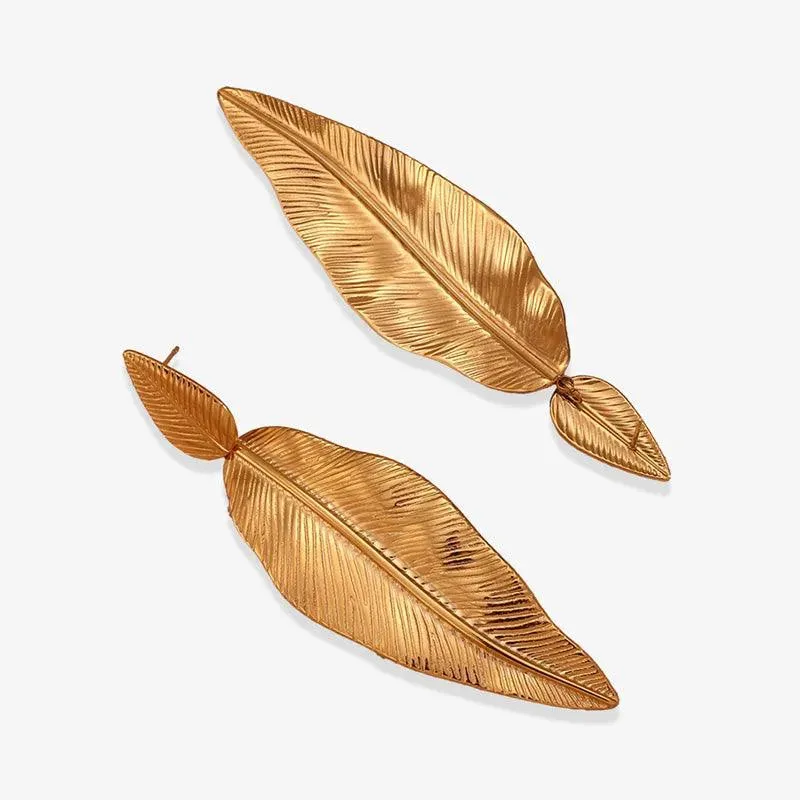 Gold Leaf Drop Earrings – Elegant and Trendy Fashion Accessories