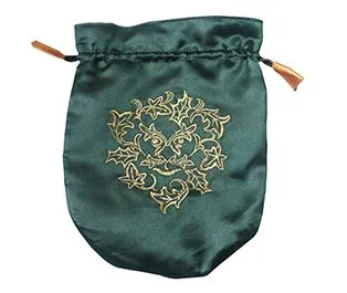 Green Satin Green Man Tarot Bag