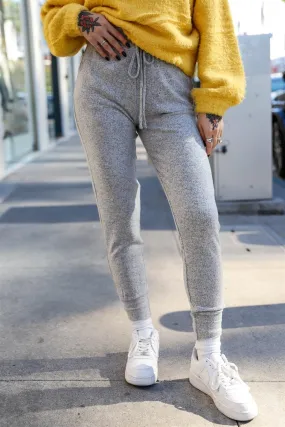 Grey Knit High-Waist Jogger Pants /1-2-3-1