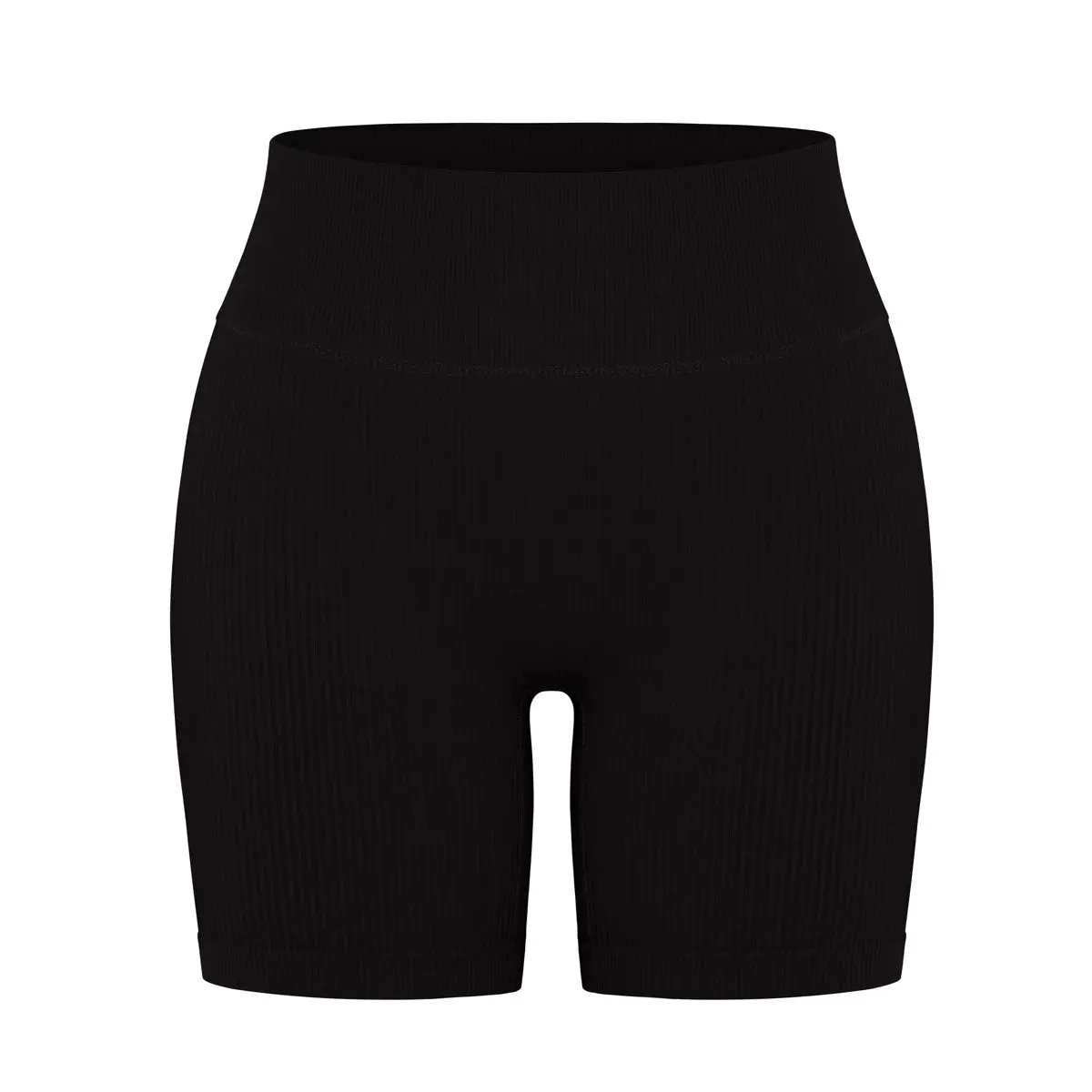 High-Waisted Seamless Ribbed Yoga Shorts for Women – Elastic, Flattering Workout & Gym Leggings