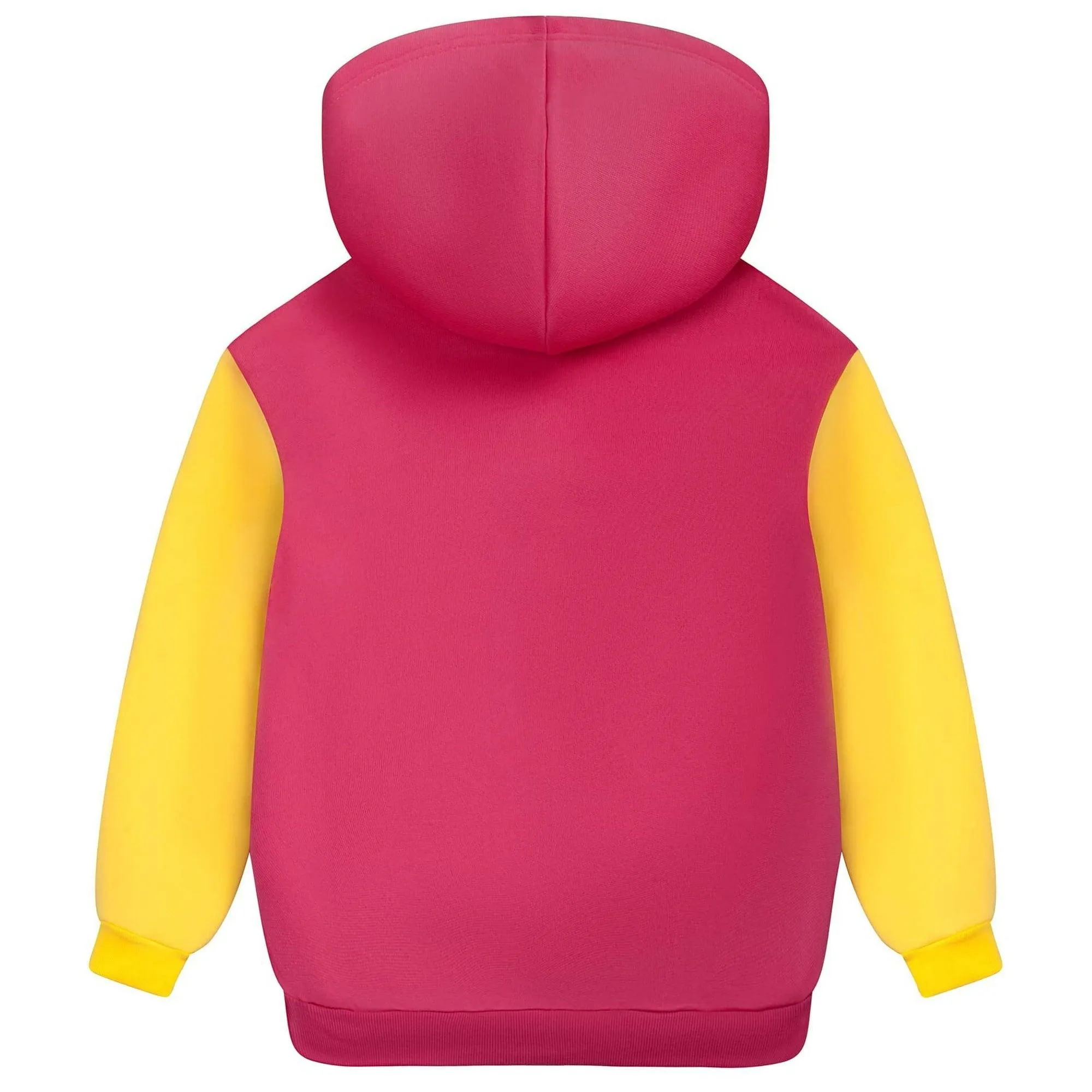 Kid's Pink/Yellow Fleece Lined Zip-Up Hoodie-ZPK005690