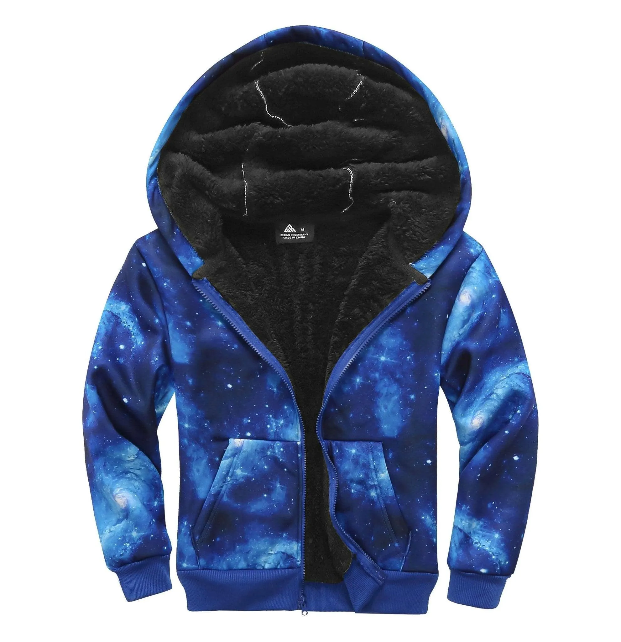 Kid's Starry Printed Full Zip Fleece Hoodie-ZPK006366