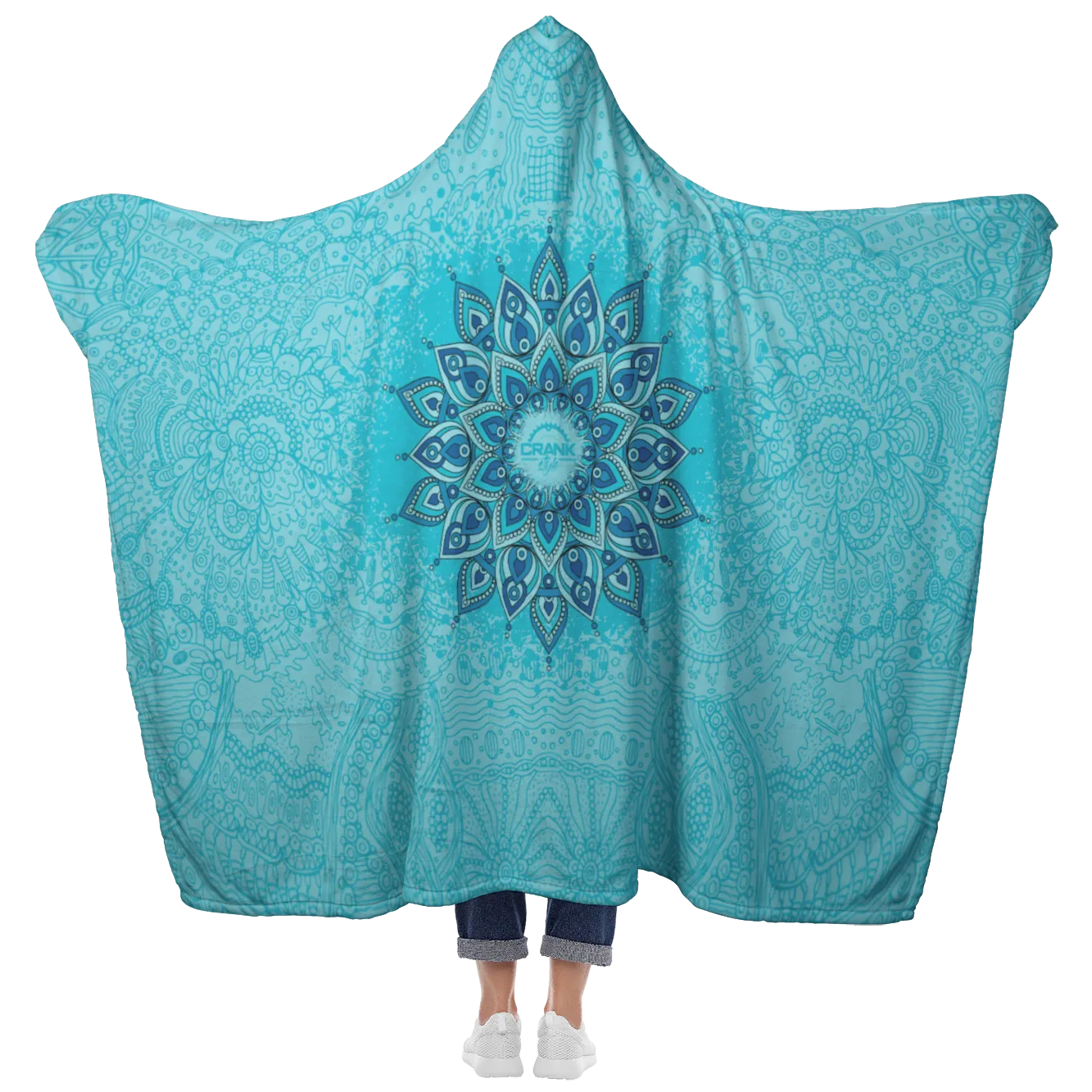 Light Mandala Hooded Blanket with Sherpa Lining