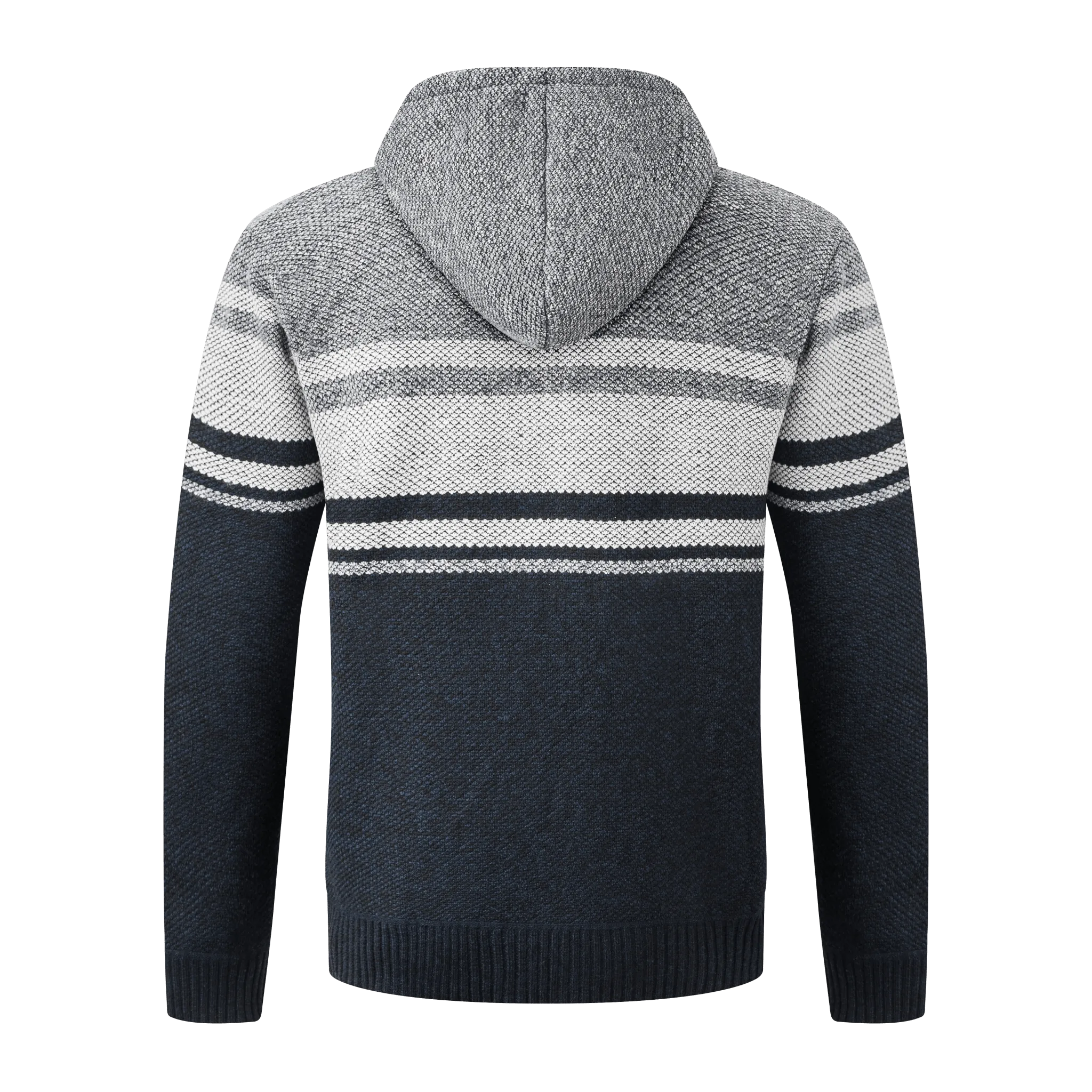 Men's Full Zip Up Stripe Fleece Hoodie-ZPK005859