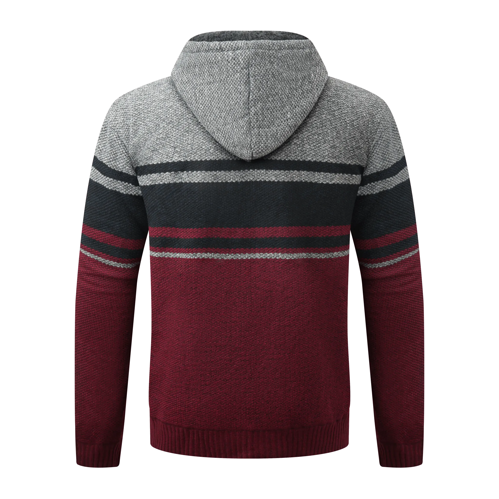 Men's Full Zip Up Stripe Fleece Hoodie-ZPK005859