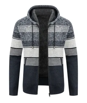 Men's Full Zipper Knitted Fleece Hoodie-ZPK006744