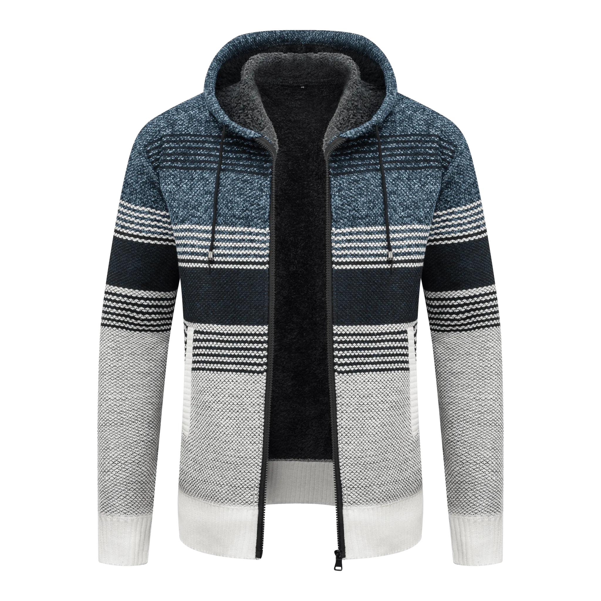 Men's Full Zipper Knitted Fleece Hoodie-ZPK006744