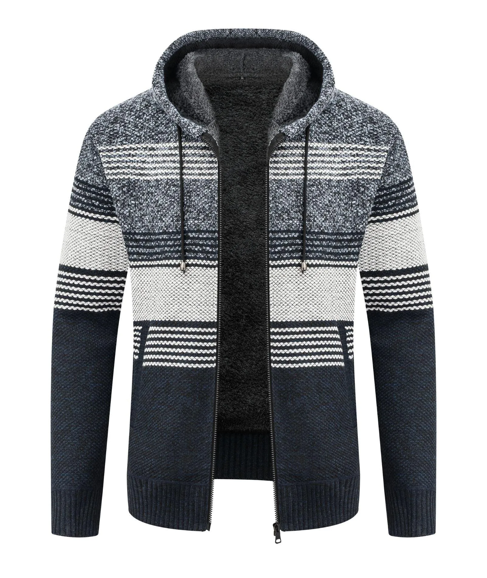 Men's Full Zipper Knitted Fleece Hoodie-ZPK006744